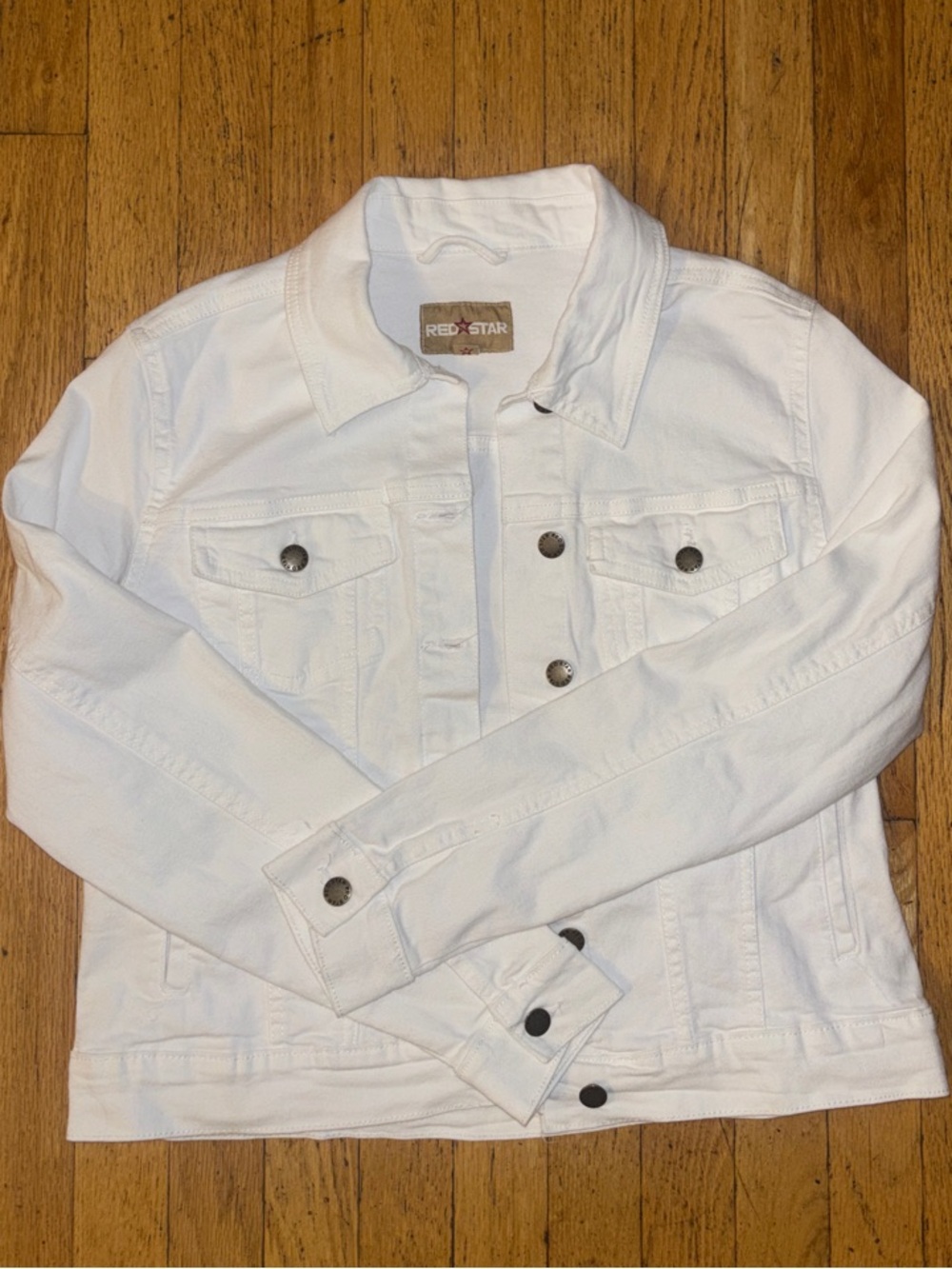 Red Star Women’s White Denim Trucker Jacket - Medium